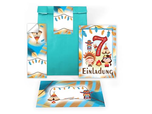 12 Einladungskarten zum 7. Kindergeburtstag Party Einladung Set Geburtstag Mädchen Kinder Jungs Jungen Boys Geschenktüte inkl. 12 Umschläge, 12 Tüten, 12 Aufkleber Indianer Indianerdorf Tipi Powwow 12 Einladungskarten zum 7. Kindergeburtstag Party Einladung Set Geburtstag Mädchen Kinder Jungs Jungen Boys Geschenktüte inkl. 12 Umschläge, 12 Tüten, 12 Aufkleber Indianer Indianerdorf Tipi Powwow von Limonia