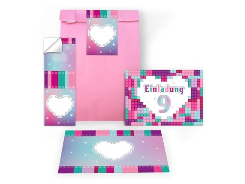 12 Einladungskarten zum 9. Geburtstag Einladung Set Kindergeburtstag Mädchen Bausteine Bauklötzchen bunt lila rosa Geschenktüte Mitgebsel inkl. 12 Umschläge, 12 Tüten, 12 Aufkleber 12 Einladungskarten zum 9. Geburtstag Einladung Set Kindergeburtstag Mädchen Bausteine Bauklötzchen bunt lila rosa Geschenktüte Mitgebsel inkl. 12 Umschläge, 12 Tüten, 12 Aufkleber von Limonia
