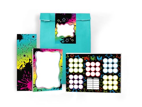 12 Lesezeichen, 12 Mini-Notizblöcke A7, 12 Tic Tac Toe A6 je 25 Blätter, 12 Tüten, 12 Aufkleber Set Gastgeschenk Mitgebsel zum Kindergeburtstag Party Unisex Teenies Mädels Jungs bunt neon Sterne 12 Lesezeichen, 12 Mini-Notizblöcke A7, 12 Tic Tac Toe A6 je 25 Blätter, 12 Tüten, 12 Aufkleber Set Gastgeschenk Mitgebsel zum Kindergeburtstag Party Unisex Teenies Mädels Jungs bunt neon Sterne von Limonia