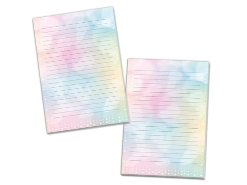 2 Briefblöcke bunt Federn Farbverlauf Briefpapier für Jungen Mädchen Kinder und Erwachsene Geschenk (2 Blöcke A4 mit je 25 Blätter) von Limonia