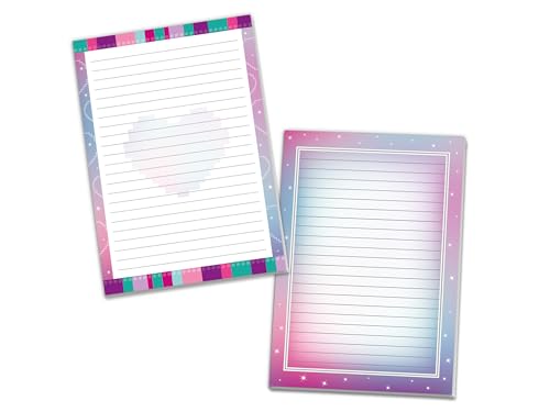 2 Motiv Schreibblöcke Liniertes Papier für Kinder Geschenk Notizpapier Schulheft Heft bunt rosa lila (1 Block "Herz" und 1 Block "Farbverlauf" A5 mit je 25 Blättern) von Limonia