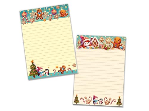 2 bunte Schreibblöcke liniert im Set Motivpapier Weihnachten Christmas Silvester Winter Wichtelgeschenk für Kinder Jungen Mädchen (2 Blöcke A5 mit je 25 Blättern) von Limonia