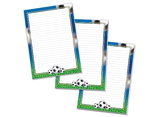 3 bunte Briefblöcke Briefpapier für Mädchen Kinder Fußball Fussball (3 Blöcke A5 mit je 25 Blätter) von Limonia