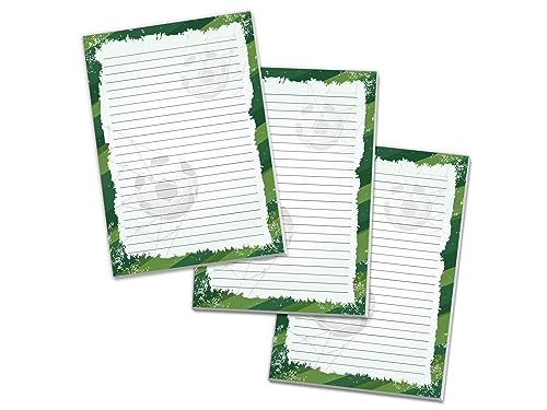 3 Briefblöcke Schulheft Block Briefpapier für Jungen Mädchen Kinder Fußball Fussball schwarz grün (3 Blöcke A5 mit je 25 Blätter) von Limonia