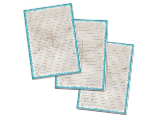 3 bunte Motiv Schreibblöcke Briefpapier liniert blau für Kinder Schule Piraten maritimes Thema Abenteuer (3 Blöcke A5 mit je 25 Blättern) von Limonia