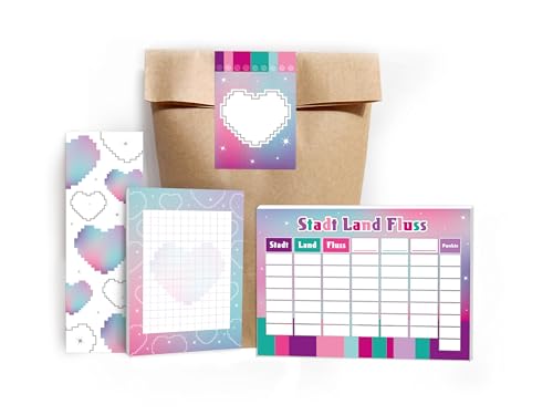 6 Lesezeichen + 6 Mini-Notizblöcke A7 + 6 Stadt-Land-Fluss A6 je 25 Blätter + 6 Tüten + 6 Aufkleber Set Gastgeschenk Mitgebsel zum Kindergeburtstag Motto-Party Bausteine Bauklötze lila rosa 6 Lesezeichen + 6 Mini-Notizblöcke A7 + 6 Stadt-Land-Fluss A6 je 25 Blätter + 6 Tüten + 6 Aufkleber Set Gastgeschenk Mitgebsel zum Kindergeburtstag Motto-Party Bausteine Bauklötze lila rosa von Limonia