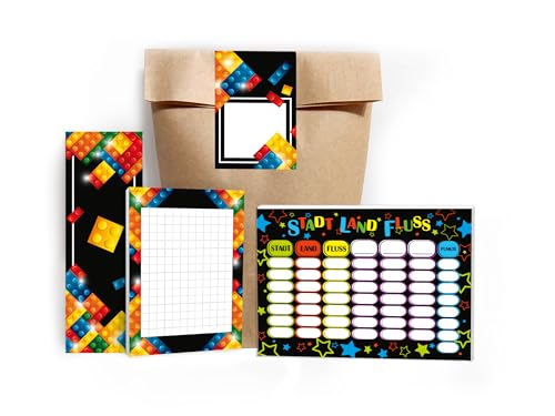 8 Lesezeichen + 8 Mini-Notizblöcke A7 + 8 Stadt-Land-Fluss A6 je 25 Blätter + 8 Tüten + 8 Aufkleber Set Gastgeschenk Mitgebsel zum Kindergeburtstag Motto-Party Unisex Mädels Jungs Bausteine bunt 8 Lesezeichen + 8 Mini-Notizblöcke A7 + 8 Stadt-Land-Fluss A6 je 25 Blätter + 8 Tüten + 8 Aufkleber Set Gastgeschenk Mitgebsel zum Kindergeburtstag Motto-Party Unisex Mädels Jungs Bausteine bunt von Limonia