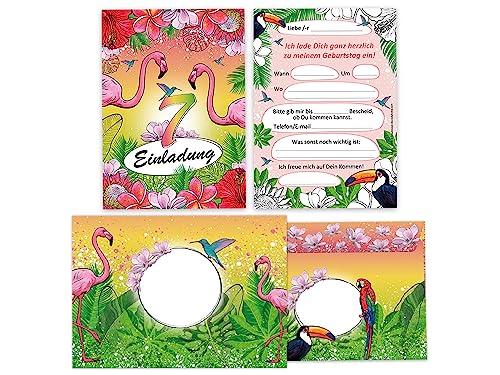 Limonia 10 Einladungskarten incl. 10 Umschläge zum 7. Geburtstag Einladung Kindergeburtstag Mädchen Karten Flamingo Kolibri Papagei Tropen Palmen Limonia 10 Einladungskarten incl. 10 Umschläge zum 7. Geburtstag Einladung Kindergeburtstag Mädchen Karten Flamingo Kolibri Papagei Tropen Palmen von Limonia