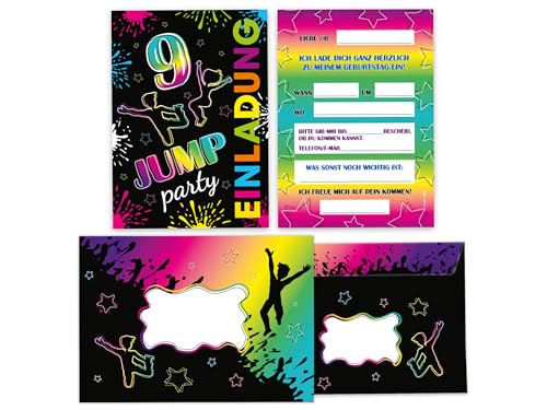 Limonia 10 Einladungskarten inkl. 10 Umschläge zum 9. Geburtstag Motto-Party Set Einladung Geburtstag Mädchen Kinder Jungs Jungen Boys Teenies Jump-Party Trampolin Limonia 10 Einladungskarten inkl. 10 Umschläge zum 9. Geburtstag Motto-Party Set Einladung Geburtstag Mädchen Kinder Jungs Jungen Boys Teenies Jump-Party Trampolin von Limonia