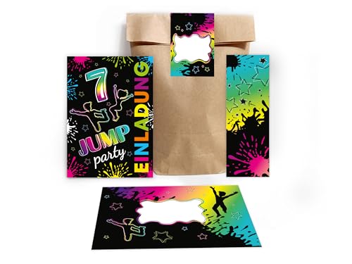 Limonia 10 Einladungskarten zum 7. Geburtstag Einladung Geburtstag Mädchen Kinder Jungs Jungen Boys Mitgebsel inkl. 10 Umschläge, 10 Tüten, 10 Aufkleber, 10 Lesezeichen Jump-Party Trampolin Limonia 10 Einladungskarten zum 7. Geburtstag Einladung Geburtstag Mädchen Kinder Jungs Jungen Boys Mitgebsel inkl. 10 Umschläge, 10 Tüten, 10 Aufkleber, 10 Lesezeichen Jump-Party Trampolin von Limonia