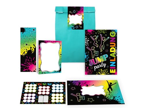 Limonia 10 Einladungskarten zum Kindergeburtstag Jump Party Unisex Mädchen Kinder Jungs Jungen Boys Gastgeschenk inkl. 10 Umschläge, 10 Tüten, 10 Aufkleber, 10 Lesezeichen, 10 Blöcke, 10 Tic Tac Toe Limonia 10 Einladungskarten zum Kindergeburtstag Jump Party Unisex Mädchen Kinder Jungs Jungen Boys Gastgeschenk inkl. 10 Umschläge, 10 Tüten, 10 Aufkleber, 10 Lesezeichen, 10 Blöcke, 10 Tic Tac Toe von Limonia