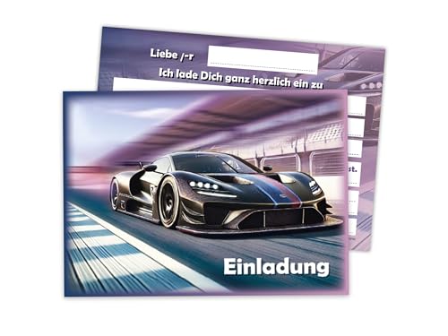Limonia 10x Einladungskarten zum Kindergeburtstag Auto Rennauto - Geburtstagseinladung Unisex Coole Autos & Rennwagen Motive, Einladung für Autofans - Track Racer Limonia 10x Einladungskarten zum Kindergeburtstag Auto Rennauto - Geburtstagseinladung Unisex Coole Autos & Rennwagen Motive, Einladung für Autofans - Track Racer von Limonia