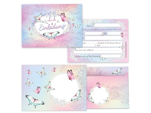 Limonia 12 Einladungskarten incl. 12 Umschläge zum 11. Kindergeburtstag Einladung Geburtstag Mädchen Schmetterling Blumen Limonia 12 Einladungskarten incl. 12 Umschläge zum 11. Kindergeburtstag Einladung Geburtstag Mädchen Schmetterling Blumen von Limonia