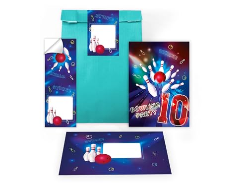 Limonia 12 Einladungskarten zum 10. Kindergeburtstag Bowling Party Trampolin neon Einladung Set Geburtstag Mädchen Kinder Jungs Jungen Boys Geschenktüte inkl. 12 Umschläge, 12 Tüten, 12 Aufkleber Limonia 12 Einladungskarten zum 10. Kindergeburtstag Bowling Party Trampolin neon Einladung Set Geburtstag Mädchen Kinder Jungs Jungen Boys Geschenktüte inkl. 12 Umschläge, 12 Tüten, 12 Aufkleber von Limonia