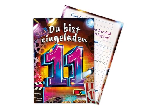 Limonia 12 Einladungskarten zum 11. Geburtstag Kindergeburtstag Kino Cinema Graffiti Street Art Feier Fest Einladung Set Mädchen Kinder Jungs Jungen Boys Teenies Unisex Jugendliche Modern von Limonia