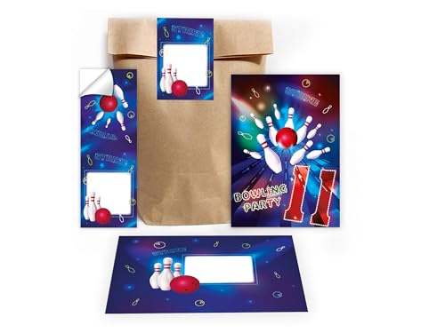 Limonia 12 Einladungskarten zum 11. Kindergeburtstag Bowling Party Kegeln neon Einladung Set Geburtstag Mädchen Kinder Jungs Jungen Boys Geschenktüte inkl. 12 Umschläge, 12 Tüten, 12 Aufkleber Limonia 12 Einladungskarten zum 11. Kindergeburtstag Bowling Party Kegeln neon Einladung Set Geburtstag Mädchen Kinder Jungs Jungen Boys Geschenktüte inkl. 12 Umschläge, 12 Tüten, 12 Aufkleber von Limonia