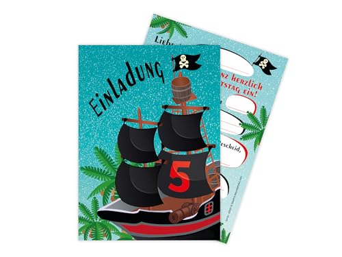 Limonia 12 Einladungskarten zum 5. Kindergeburtstag Motto Feier Fest Einladung Set Geburtstag Mädchen Kinder Jungs Jungen Boys Teenies Unisex Piraten Schatz Abenteuer Erlebnis Piratenschiff Limonia 12 Einladungskarten zum 5. Kindergeburtstag Motto Feier Fest Einladung Set Geburtstag Mädchen Kinder Jungs Jungen Boys Teenies Unisex Piraten Schatz Abenteuer Erlebnis Piratenschiff von Limonia