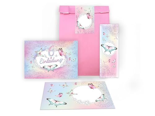 Limonia 12 Einladungskarten zum 6. Kindergeburtstag Einladung Geburtstag Mädchen Motiv Schmetterling Blumen Gastgeschenk Mitgebsel inkl. 12 Umschläge, 12 Tüten, 12 Aufkleber, 12 Lesezeichen Limonia 12 Einladungskarten zum 6. Kindergeburtstag Einladung Geburtstag Mädchen Motiv Schmetterling Blumen Gastgeschenk Mitgebsel inkl. 12 Umschläge, 12 Tüten, 12 Aufkleber, 12 Lesezeichen von Limonia