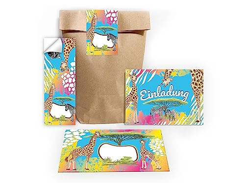 Limonia 12 Einladungskarten zum Kindergeburtstag Einladung Geburtstag Mädchen Jungen Karten Safari Giraffe Zebra Pferd Sahara incl. 12 Umschläge, 12 Tüten, 12 Aufkleber Limonia 12 Einladungskarten zum Kindergeburtstag Einladung Geburtstag Mädchen Jungen Karten Safari Giraffe Zebra Pferd Sahara incl. 12 Umschläge, 12 Tüten, 12 Aufkleber von Limonia