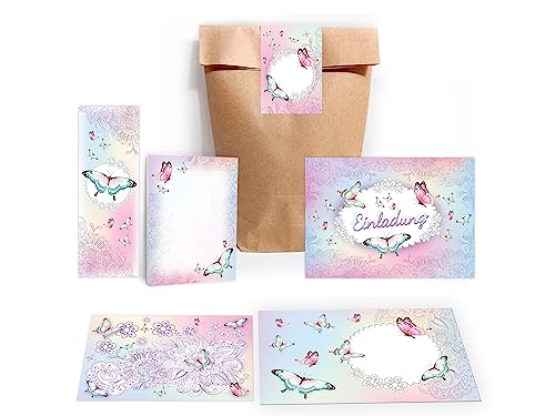 Limonia 12 Einladungskarten zum Kindergeburtstag Einladung Geburtstag Mädchen Schmetterling incl. 12 Umschläge, 12 Tüten, 12 Aufkleber, 12 Lesezeichen, 12 Blöcke, 12 Mandalas Limonia 12 Einladungskarten zum Kindergeburtstag Einladung Geburtstag Mädchen Schmetterling incl. 12 Umschläge, 12 Tüten, 12 Aufkleber, 12 Lesezeichen, 12 Blöcke, 12 Mandalas von Limonia