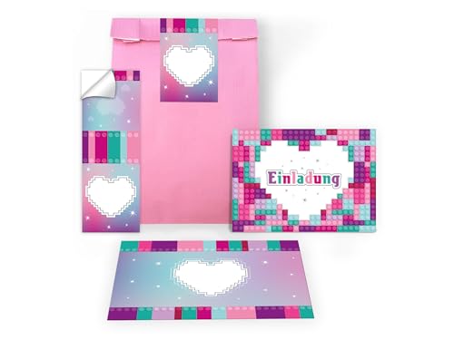 Limonia 12 Einladungskarten zum Kindergeburtstag Einladung Set Geburtstag Mädchen Bausteine Bauklötzchen bunt lila rosa Geschenktüte Mitgebsel inkl. 12 Umschläge, 12 Tüten, 12 Aufkleber Limonia 12 Einladungskarten zum Kindergeburtstag Einladung Set Geburtstag Mädchen Bausteine Bauklötzchen bunt lila rosa Geschenktüte Mitgebsel inkl. 12 Umschläge, 12 Tüten, 12 Aufkleber von Limonia