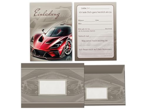 Limonia 12x Einladungskarten mit Umschläge zum Kindergeburtstag Auto Rennauto - Geburtstagseinladung Coole Autos & Rennwagen Motive, Einladung für Autofans - Vintage Supercar Limonia 12x Einladungskarten mit Umschläge zum Kindergeburtstag Auto Rennauto - Geburtstagseinladung Coole Autos & Rennwagen Motive, Einladung für Autofans - Vintage Supercar von Limonia