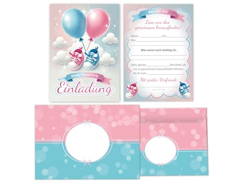 Limonia 15 Einladungskarten mit Umschlägen zur Gender Reveal Party – Stilvolle Einladungen zur Babyparty 'Boy oder Girl' – Baby-Überraschungsparty – Baby-Schühchen in blau und rosa Limonia 15 Einladungskarten mit Umschlägen zur Gender Reveal Party – Stilvolle Einladungen zur Babyparty 'Boy oder Girl' – Baby-Überraschungsparty – Baby-Schühchen in blau und rosa von Limonia