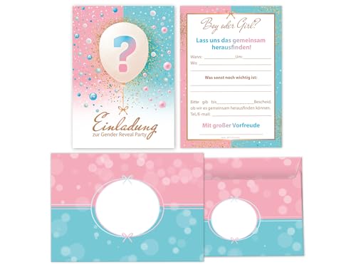 Limonia 15 Einladungskarten mit Umschlägen zur Gender Reveal Party – Stilvolle Einladungen zur Babyparty 'Boy oder Girl' – Baby-Überraschungsparty – Luftballons in Blau und Rosa Limonia 15 Einladungskarten mit Umschlägen zur Gender Reveal Party – Stilvolle Einladungen zur Babyparty 'Boy oder Girl' – Baby-Überraschungsparty – Luftballons in Blau und Rosa von Limonia