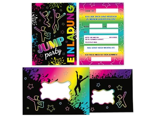 Limonia 6 Einladungskarten inkl. 6 Umschläge zum Kindergeburtstag Motto-Party Einladung Set Geburtstag Mädchen Kinder Jungs Jungen Boys Teenies Jump-Party Trampolin von Limonia