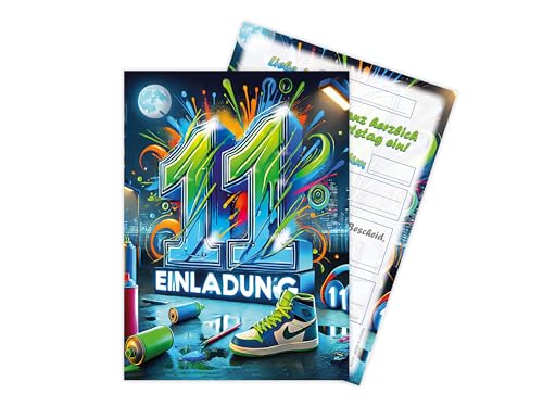 Limonia 6 Einladungskarten zum 11. Kindergeburtstag Graffiti Street Art Motto-Party Feier Fest Einladung Set Geburtstag Mädchen Kinder Jungs Jungen Boys Teenies Limonia 6 Einladungskarten zum 11. Kindergeburtstag Graffiti Street Art Motto-Party Feier Fest Einladung Set Geburtstag Mädchen Kinder Jungs Jungen Boys Teenies von Limonia