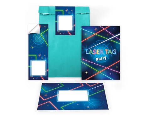 Limonia 6 Einladungskarten zum Kindergeburtstag Laser Tag Party Lasern Strahl neon Einladung Set Geburtstag Mädchen Kinder Jungs Jungen Boys Geschenktüte inkl. 6 Umschläge, 6 Tüten, 6 Aufkleber Limonia 6 Einladungskarten zum Kindergeburtstag Laser Tag Party Lasern Strahl neon Einladung Set Geburtstag Mädchen Kinder Jungs Jungen Boys Geschenktüte inkl. 6 Umschläge, 6 Tüten, 6 Aufkleber von Limonia