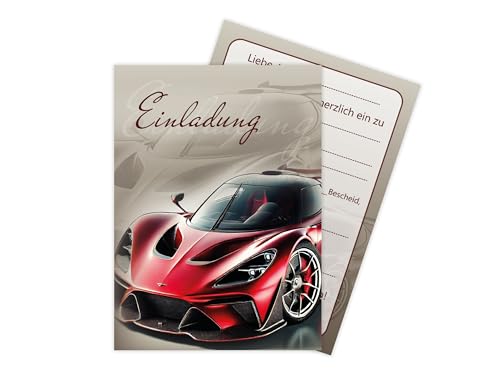 Limonia 6x Einladungskarten zum Kindergeburtstag Auto Rennauto - Geburtstagseinladung Unisex Coole Autos & Rennwagen Motive, Einladung für Autofans - Vintage Supercar Limonia 6x Einladungskarten zum Kindergeburtstag Auto Rennauto - Geburtstagseinladung Unisex Coole Autos & Rennwagen Motive, Einladung für Autofans - Vintage Supercar von Limonia