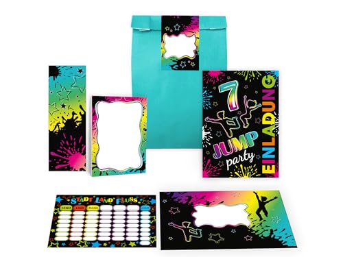 Limonia 8 Einladungskarten zum 7. Kindergeburtstag Einladung Jump Party Geburtstag Mädchen Jungen Boys Mitgebsel inkl. 8 Umschläge, 8 Tüten, 8 Aufkleber, 8 Lesezeichen, 8 Blöcke, 8 Stadt-Land-Fluss Limonia 8 Einladungskarten zum 7. Kindergeburtstag Einladung Jump Party Geburtstag Mädchen Jungen Boys Mitgebsel inkl. 8 Umschläge, 8 Tüten, 8 Aufkleber, 8 Lesezeichen, 8 Blöcke, 8 Stadt-Land-Fluss von Limonia