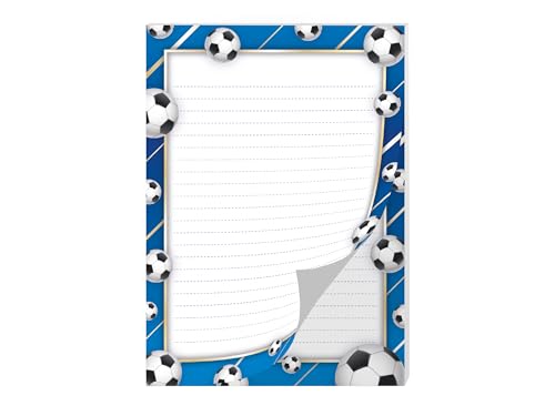 Liniertes Papier für Kinder Fußball Fanartikel Geschenk für Fußballfans Notizpapier für Jungen Fußball Schreibwaren Notizheft Fußballschreibblock (Block A5 mit 25 Blätter) von Limonia