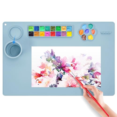 Limous Silikon Malmatte - 24 "x16" （60x40 cm）mit Becherhalter, 16-Farben Trenner für DIY Kunst & Ton Kreation von Limous