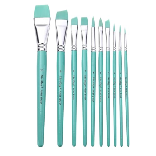 10pieces Nylon Borstle Pinsel Pinsel Aquarellpinsel Für Gouache Acrylöl Aquarell Malerei Künstler Set Professional Professionell von Limtula