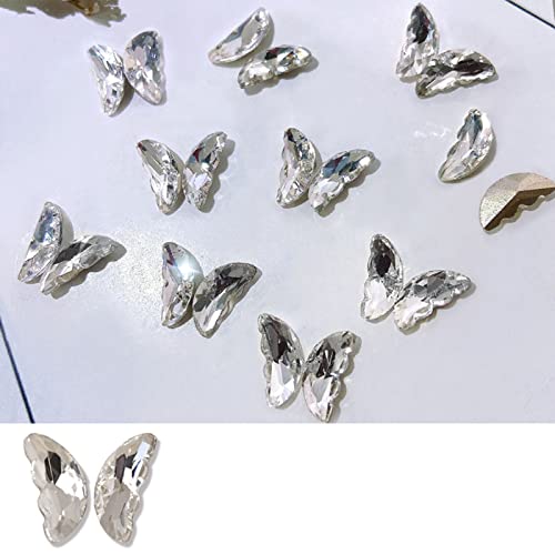 20 Stück Kristalle für Schmetterling, 3D-Kunst-Dekorationen, Charm-Glaslegierung, flache Basis, Maniküre, sterisches Design 20 Stück Kristalle für Schmetterling, 3D-Kunst-Dekorationen, Charm-Glaslegierung, flache Basis, Maniküre, sterisches Design von Limtula