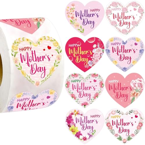 500 Stück Blumen-Aufkleber, 2,5 cm, "Happy Mother's Day", selbstklebende Verpackungsetiketten für Siegel, Umschläge, Kartons, Verpackungen 500 Stück Blumen-Aufkleber, 2,5 cm, "Happy Mother's Day", selbstklebende Verpackungsetiketten für Siegel, Umschläge, Kartons, Verpackungen von Limtula