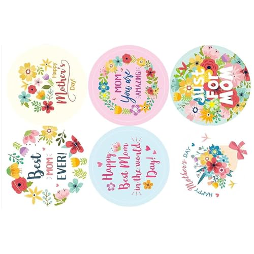 500 Stück Blumen-Aufkleber, 2,5 cm, "Happy Mother's Day", selbstklebende Verpackungsetiketten für Siegel, Umschläge, Kartons, Verpackungen 500 Stück Blumen-Aufkleber, 2,5 cm, "Happy Mother's Day", selbstklebende Verpackungsetiketten für Siegel, Umschläge, Kartons, Verpackungen von Limtula