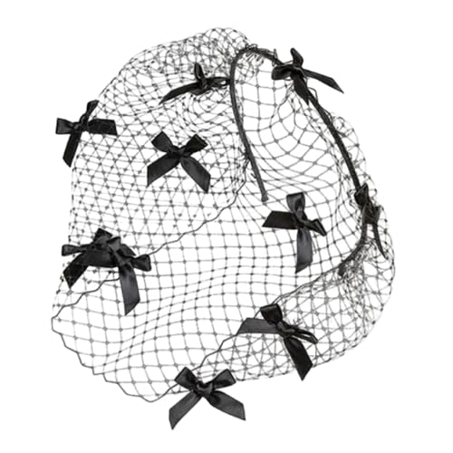 Fascinator Black Mesh Schleier Kopfbedeckung Elastic Hairband Für Braut Halloween Kostüm 1920er Themen Party Frauen Vintage Mesh Schleier Faszinator von Limtula