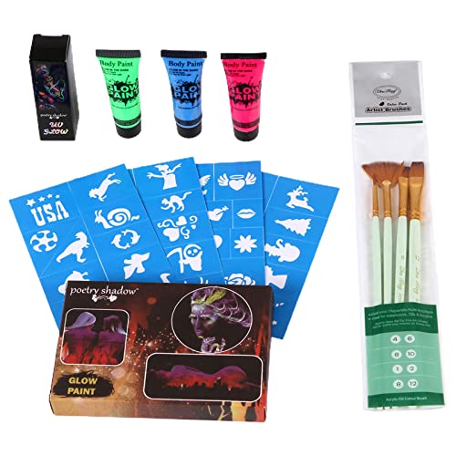 Halloween Fluoreszierende Malpasten Pinsel-Set Nylon Haarbürsten Aquarell Stift Ölmalerei Stift Set Kunstpinsel Zubehör von Limtula