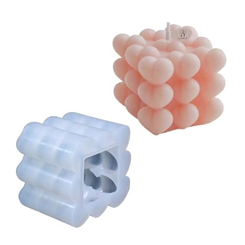 Herzblasen-Formen aus Epoxidharz, 3D-Würfel-Silikonformen für DIY-Seifen, Schokoladendekorationen, Herzblasen, Silikonformen, Backformen, 3D-Würfel, Epoxidharz von Limtula