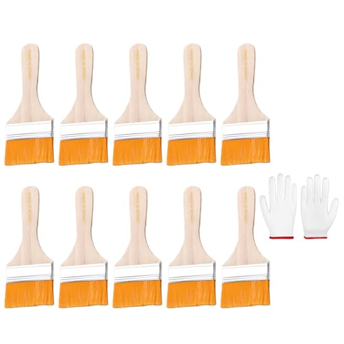Kleine Pinsel mit weichen Borsten, Holzgriff, inklusive 1 Paar Handschuhe für Kanten, Malerei, Wand und Schränke, Nylonborsten, 10 Stück Kleine Pinsel mit weichen Borsten, Holzgriff, inklusive 1 Paar Handschuhe für Kanten, Malerei, Wand und Schränke, Nylonborsten, 10 Stück von Limtula
