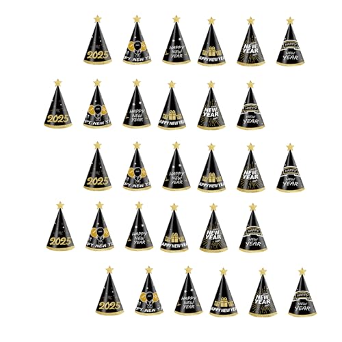 Limtula 30 Stück Stilvolle 2025 Silvester Party Hüte Dekorationen Kind Papier Fotografie Requisiten Festival Kopfbedeckungen Zubehör Sortierte Silvester Hüte von Limtula