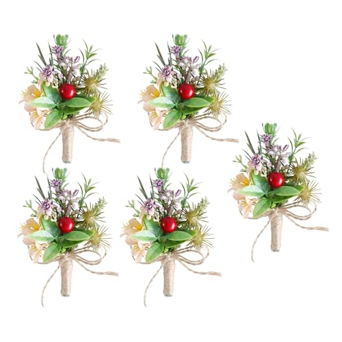 Limtula Anstecknadel aus weichem Stoff, für Braut und Bräutigam, elegante Anstecknadeln, handgefertigt, Blumenmuster, Party-Zubehör, Anzug, Dekoration, Zubehör, 5 Stück von Limtula
