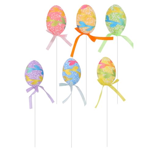 Limtula Bunte Eier, Ornament, Schaumstoff-Eier mit Stab, für Korbfüller, Party, Tischdekoration, Vasen-Arrangement, 6 Stück Limtula Bunte Eier, Ornament, Schaumstoff-Eier mit Stab, für Korbfüller, Party, Tischdekoration, Vasen-Arrangement, 6 Stück von Limtula