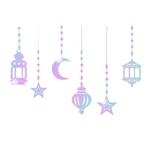Limtula Eid Ramadans Girlanden zum Aufhängen, Dekoration, Set, Muslime, Party, bunt, Stern, Mond, funkelnde Luftschlangen, Banner, Ornament, 6 Stück Limtula Eid Ramadans Girlanden zum Aufhängen, Dekoration, Set, Muslime, Party, bunt, Stern, Mond, funkelnde Luftschlangen, Banner, Ornament, 6 Stück von Limtula