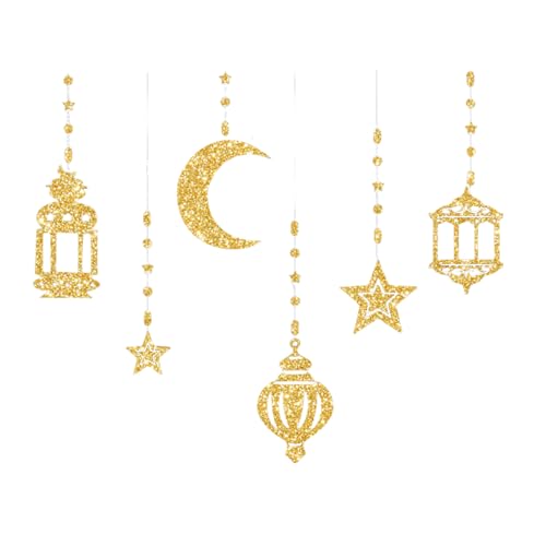 Limtula Eid Ramadans Girlanden zum Aufhängen, Dekoration, Set, Muslime, Party, bunt, Stern, Mond, funkelnde Luftschlangen, Banner, Ornament, 6 Stück Limtula Eid Ramadans Girlanden zum Aufhängen, Dekoration, Set, Muslime, Party, bunt, Stern, Mond, funkelnde Luftschlangen, Banner, Ornament, 6 Stück von Limtula