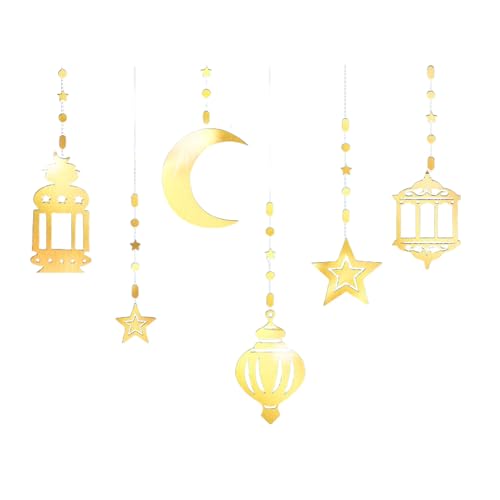 Limtula Eid Ramadans Girlanden zum Aufhängen, Dekoration, Set, Muslime, Party, bunt, Stern, Mond, funkelnde Luftschlangen, Banner, Ornament, 6 Stück Limtula Eid Ramadans Girlanden zum Aufhängen, Dekoration, Set, Muslime, Party, bunt, Stern, Mond, funkelnde Luftschlangen, Banner, Ornament, 6 Stück von Limtula