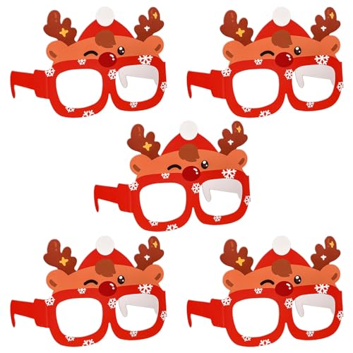 Limtula Festliche Dekorative Weihnachtsbrillen Set Neuartige Papierbrillen Für Feiertagskostümdekoration Cosplay Zubehör Weihnachtspapierbrillen von Limtula
